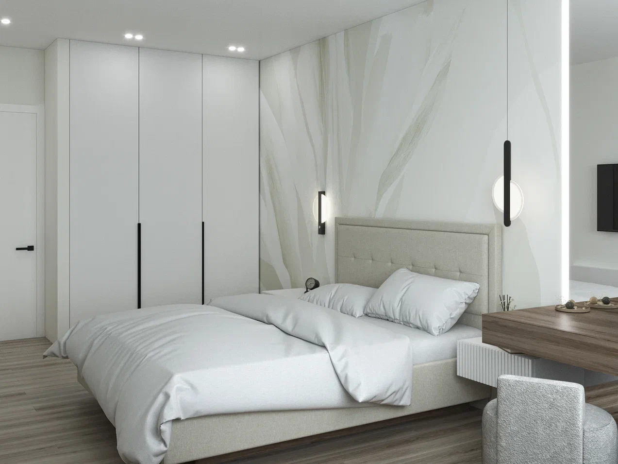 Дизайн-проект спальни с туалетным столиком